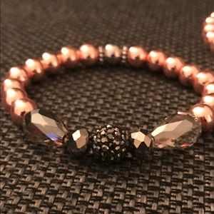 Rose Gold Hematite & Grey Glass Sparkle